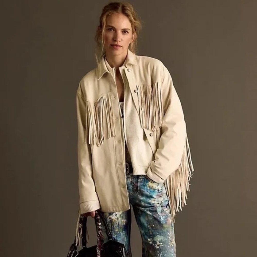 We The Free Cream Fringe Jacket